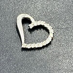 Charles Winston CW 10K White Gold Open Heart Angled Journey Diamond Pendant